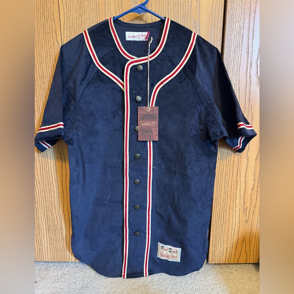 Mitchell & Ness x Fred Segal Navy Corduroy Baseball Jersey - Los Angeles